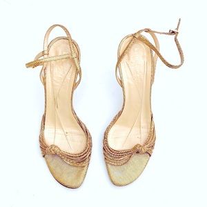 Kate Spade Gold Strappy Monopoly Heels